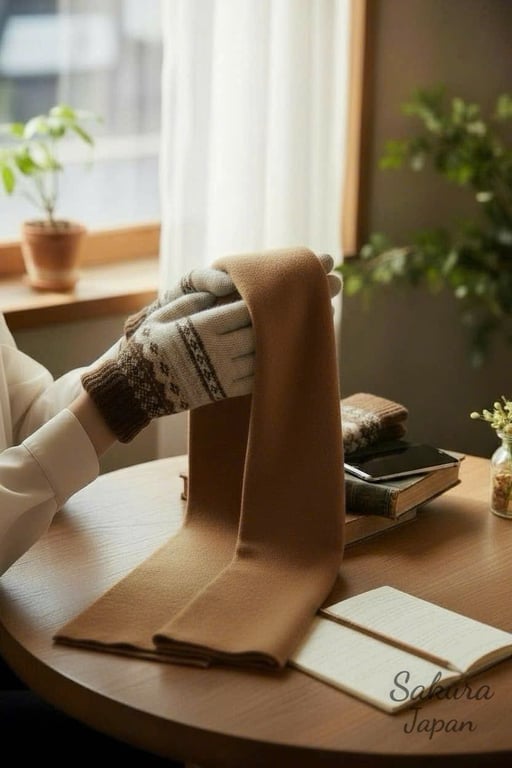 Găng Tay Len Mùa Đông Sakura Japan Dày & Ấm Áp Chuẩn Nhật