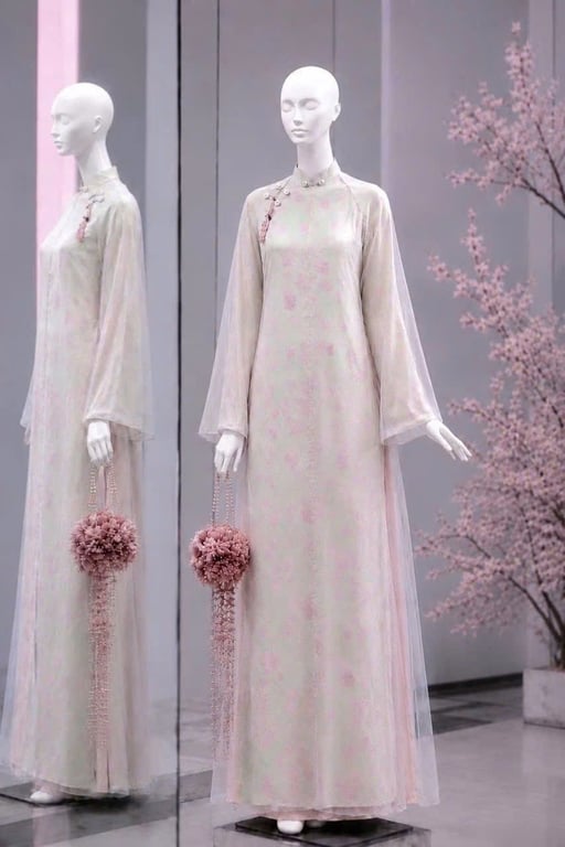 AD gấm xanh voan tơ hồng (S->XXL)