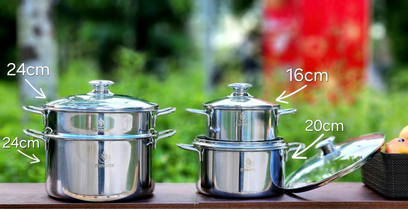 Bộ nồi 4 món (3 nồi +1 xửng thông minh) MINATA MPS1820-FL