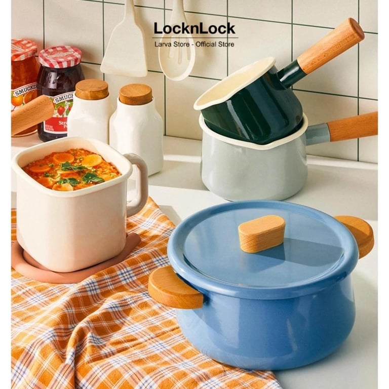 Nồi phủ men sứ suit mellow Locknlock csu2202 -  20cm đáy từ.