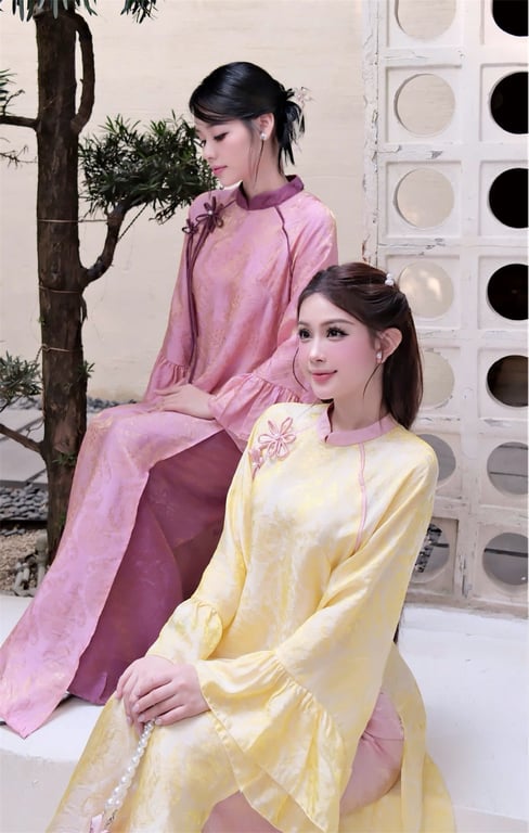 AD tơ thọ ánh kim tay loe - hồng