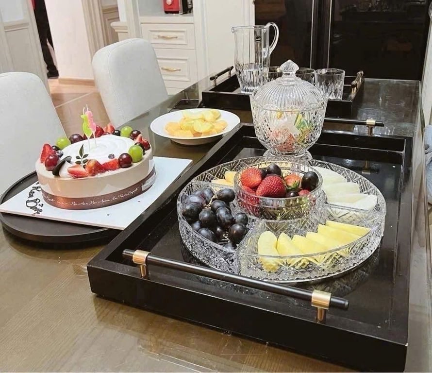 Khay pha lê tròn chia ngăn Crystal King 35cm