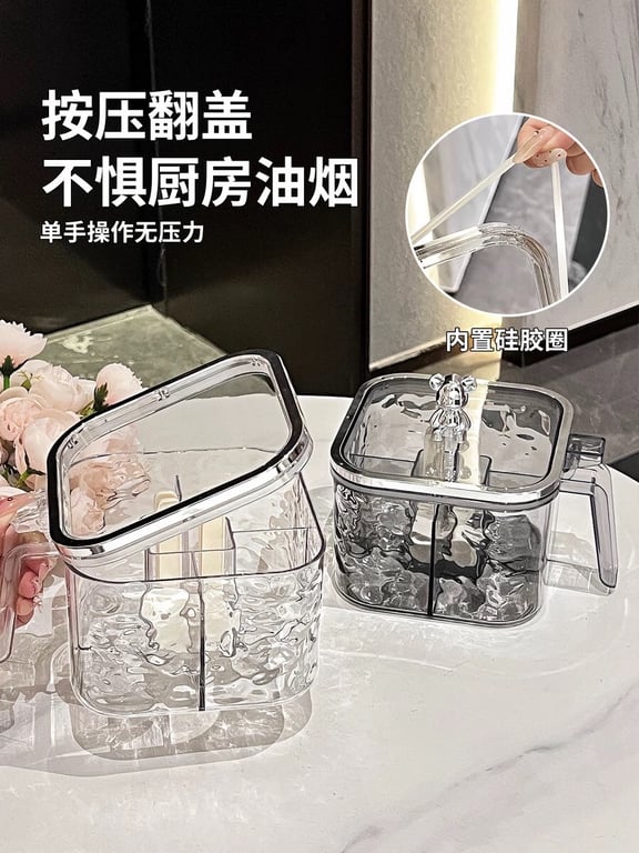 Hộp, Hũ Đựng Gia Vị 4 Ngăn Có Nắp Đậy Vệ Sinh Hàng Cao Cấp Siêu Bền