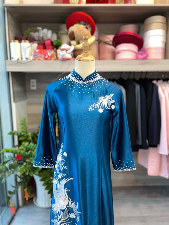 Áo dài sui xanh nhạt - size XL