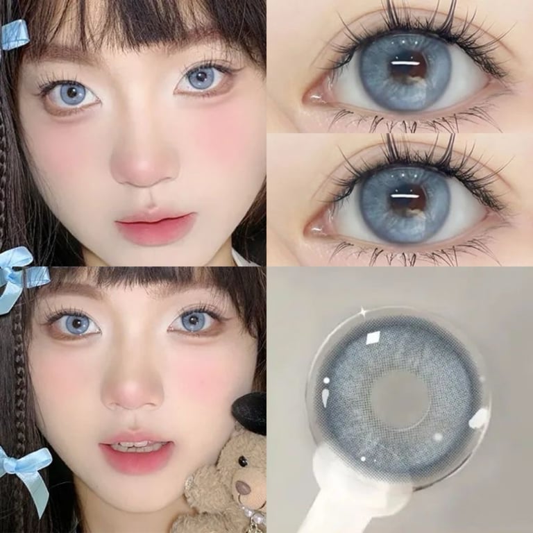 Lens TEEN xanh dương xám 0 độ 14.2 Sẵn NT