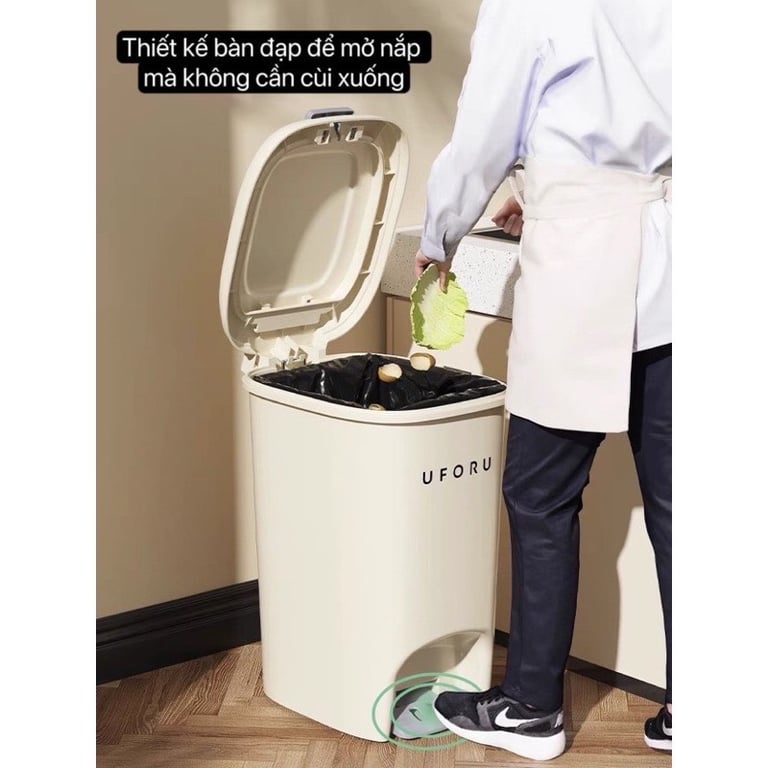 Thùng rác đạp chân, ấn nút 2in1 UFORU