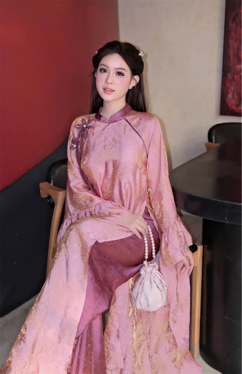 AD tơ thọ ánh kim tay loe - hồng