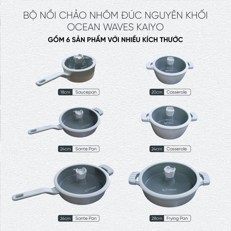 Bộ sưu tập nồi chảo đúc Ocean Waves nhà Kaiyo