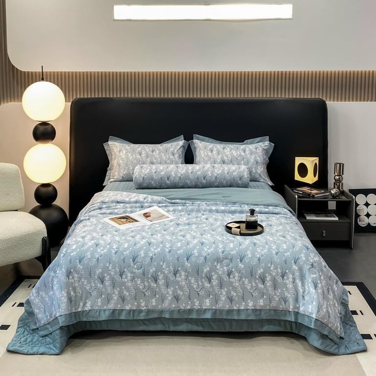 Set 5 món ga gối Cotton lụa tráng Lyocell xịn sò