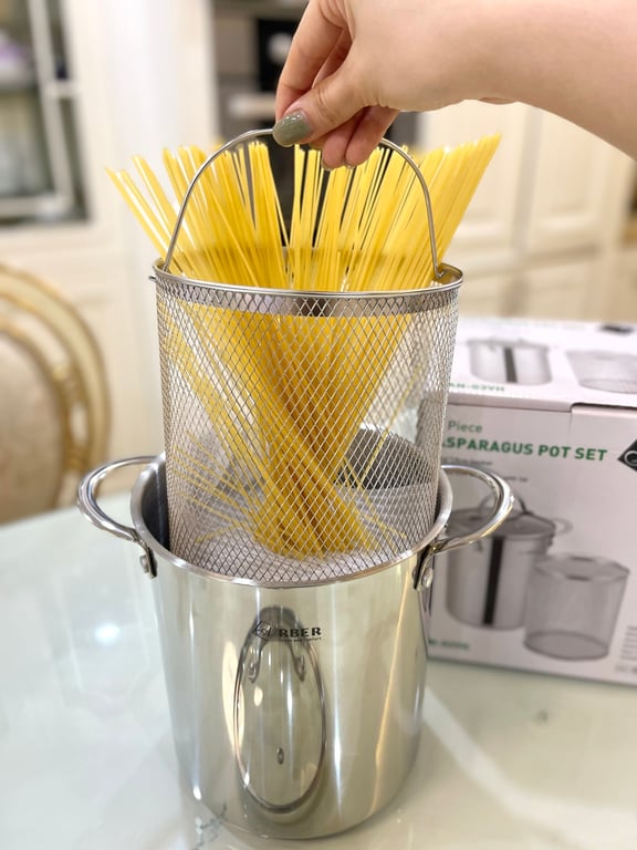 Nồi thành cao inox 3 đáy chiên ngập dầu AN-03VH 18x21cm, kèm giỏ Arber (16x19cm)