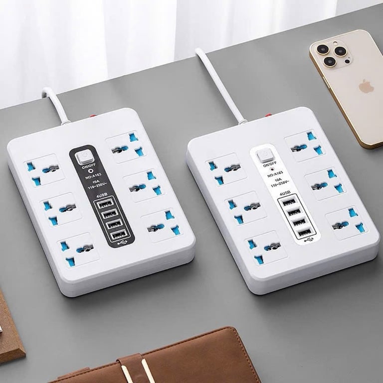 Ổ cắm điện đa năng chống giật chống cháy, 6 ổ điện, tích hợp 5 cổng usb, 1 type C, dây dài 3m tiện lợi.