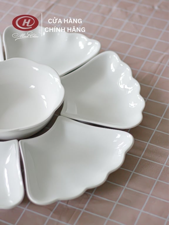 BỘ BÁT ĐĨA HOA MẶT TRỜI - gốm sứ Minh Châu loại 1