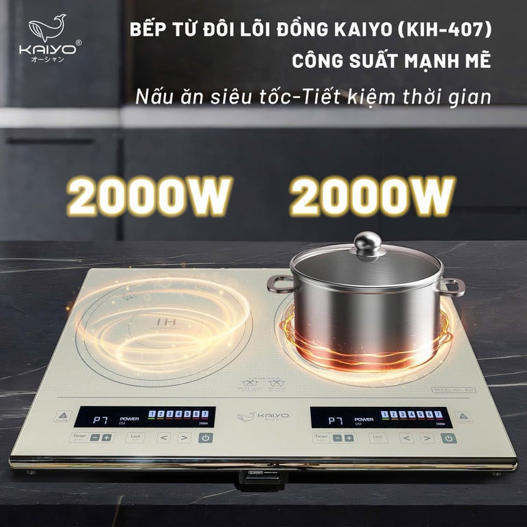 Bếp từ đôi lõi đồng Kaiyo (KIH-407)