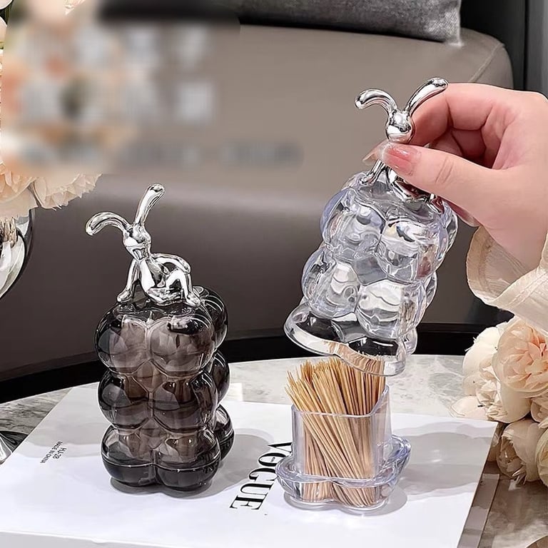 Set 2 Hộp mini cao cấp đựng tăm hình chú thỏ để bàn ăn, bàn trà