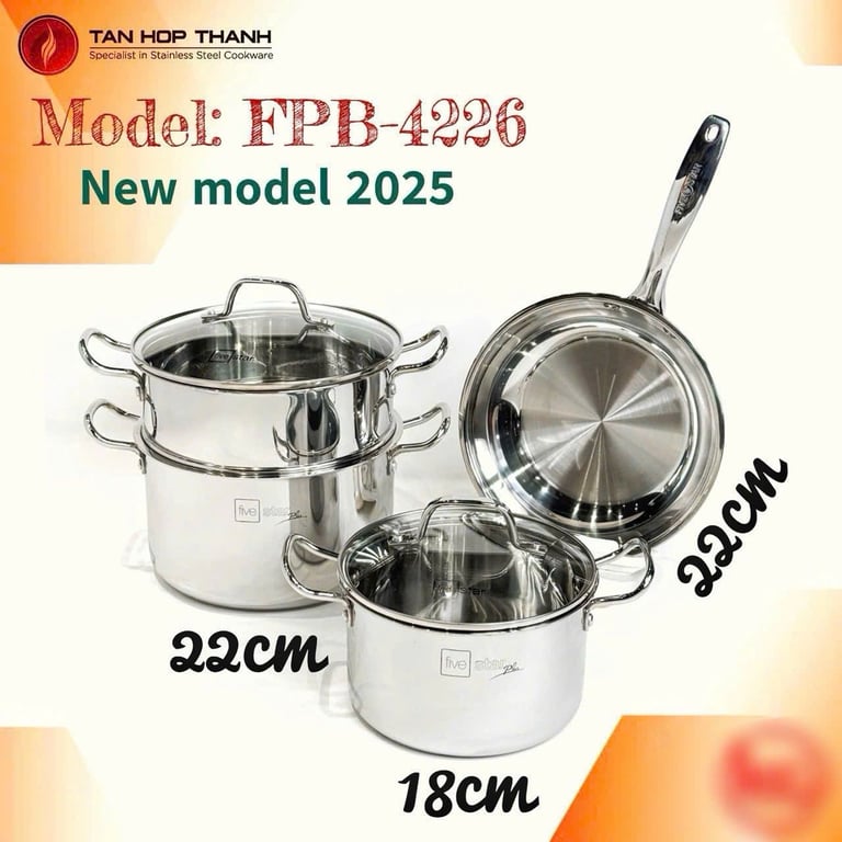 BỘ NỒI ĐÚC LIỀN KHỐI 3 LỚP FIVESTAR – MODEL FPB-4226 (2025)