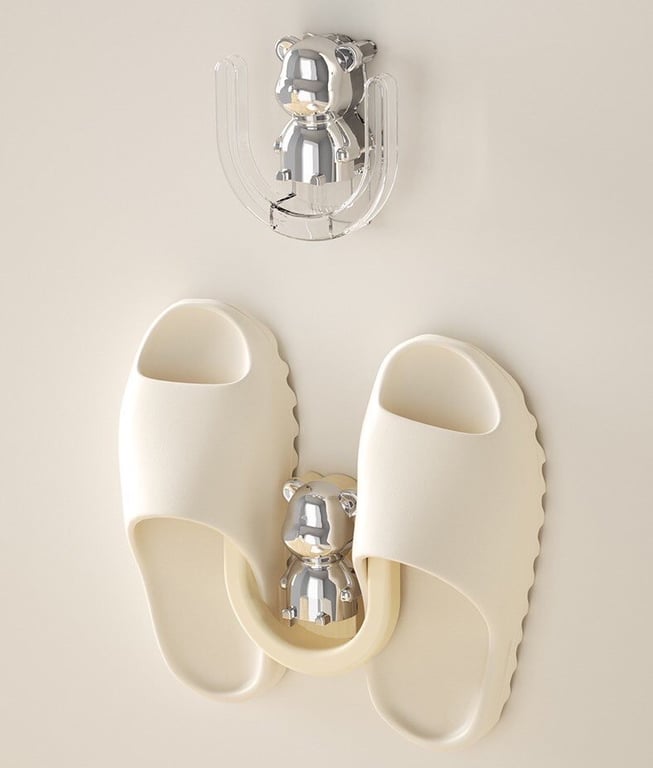 Combo 4 móc treo dép chữ U dán tường hình gấu chất liệu nhựa ABS cao cấp - UF569