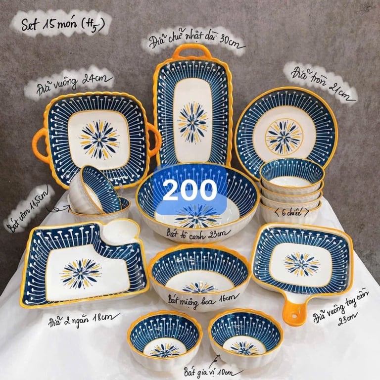 💗 BỘ BÁT ĐĨA PHONG CÁCH NHẬT 15 món