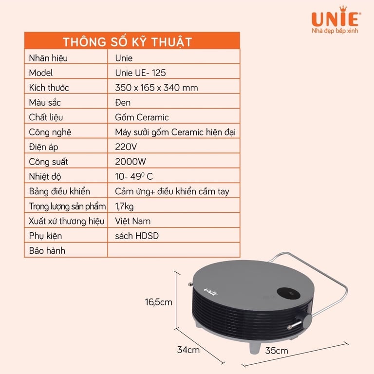 Máy sưởi thế hệ mới Unie UE125