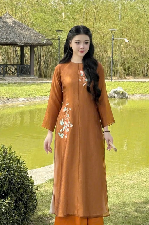 AD 4 tà tơ thêu nâu S/M/XXL/XXXL