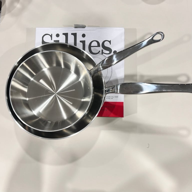 CHẢO CẠN INOX 18/10 SILLIES ĐÚC NGUYÊN KHỐI sz 16-20-24cm