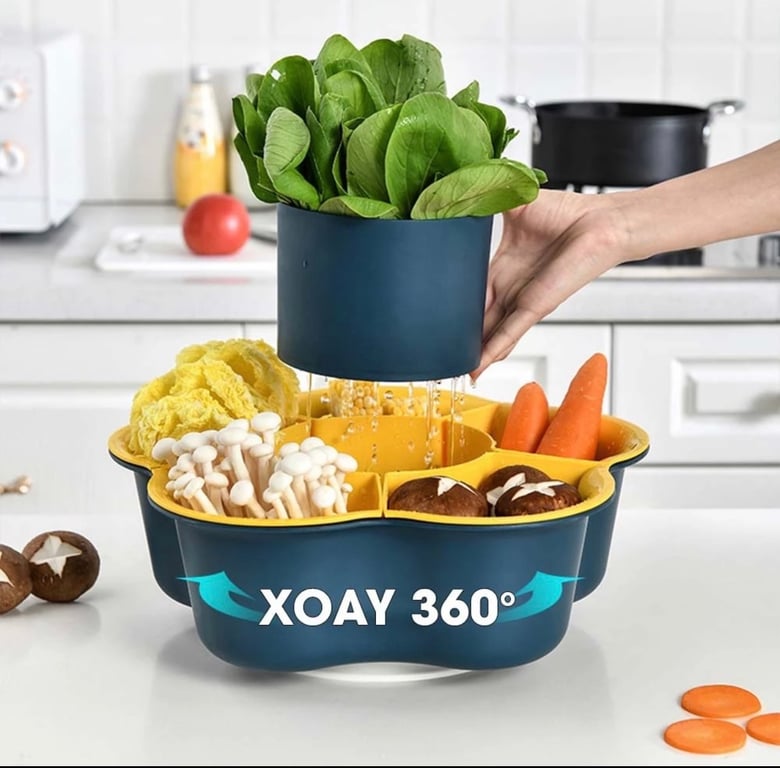 KHAY ĐỰNG ĐỒ ĂN LẨU  7 NGĂN CÓ ĐẾ XOAY 360 độ