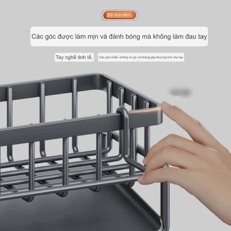 GIÁ ĐỂ ĐỒ BỒN RỬA TÍCH HỢP THANH TREO KHĂN TIỆN LỢI - size to 23 cm