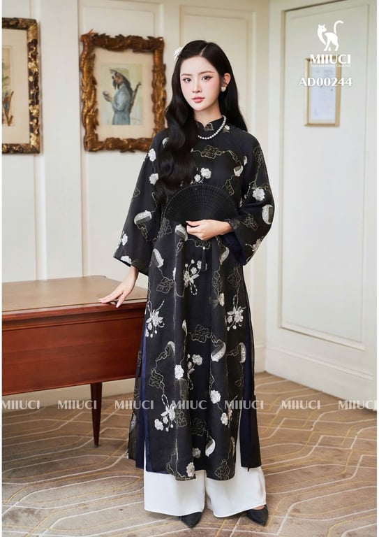 AD tơ thêu hoa đen (M->XXXL)