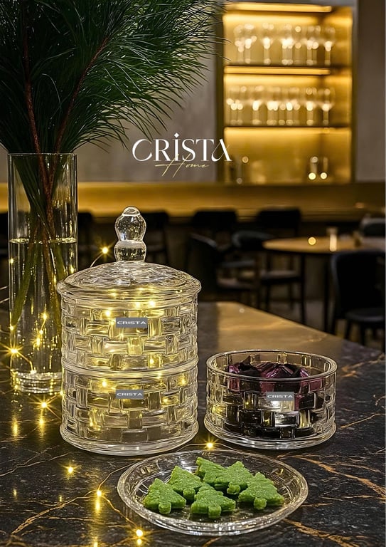 HŨ ĐỰNG MỨT 3 TẦNG VÂN CARO CRISTA HOME