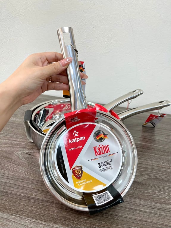 CHẢO INOX 3 LỚP LIỀN KHỐI KALPEN KAZLER 16 20 24CM