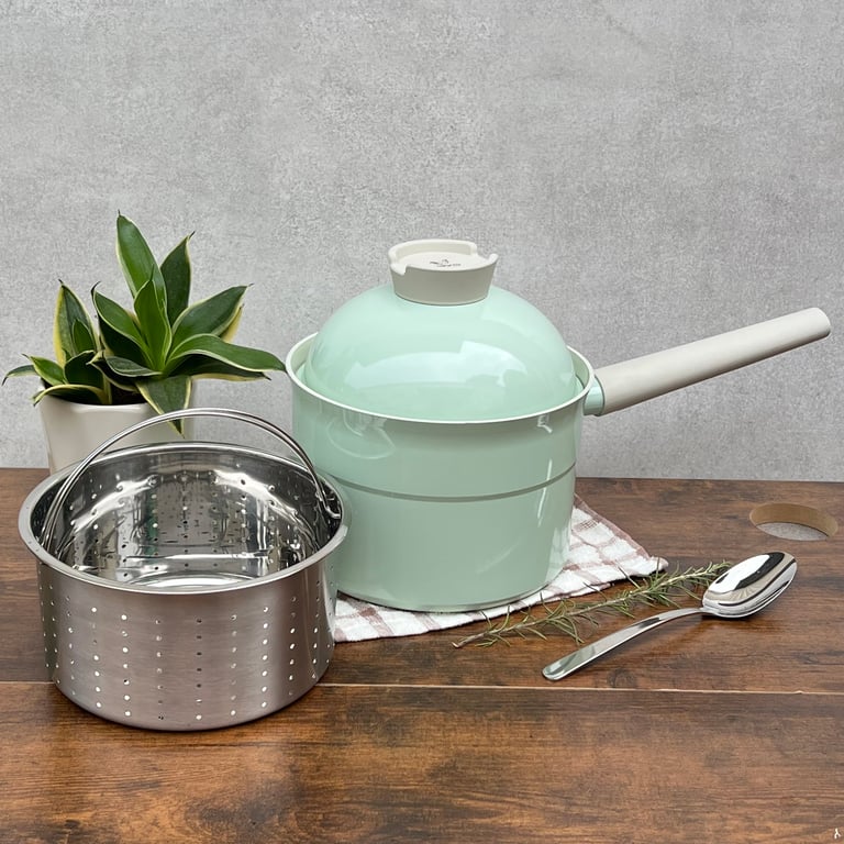 Bộ nồi nhôm đúc kèm xửng hấp Kaiyo màu xanh mint