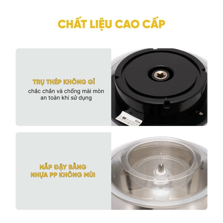 Máy Xay KUSCHELN 2L Cối Inox 304 Kèm Đầu Bóc Tỏi, Đánh Trứng