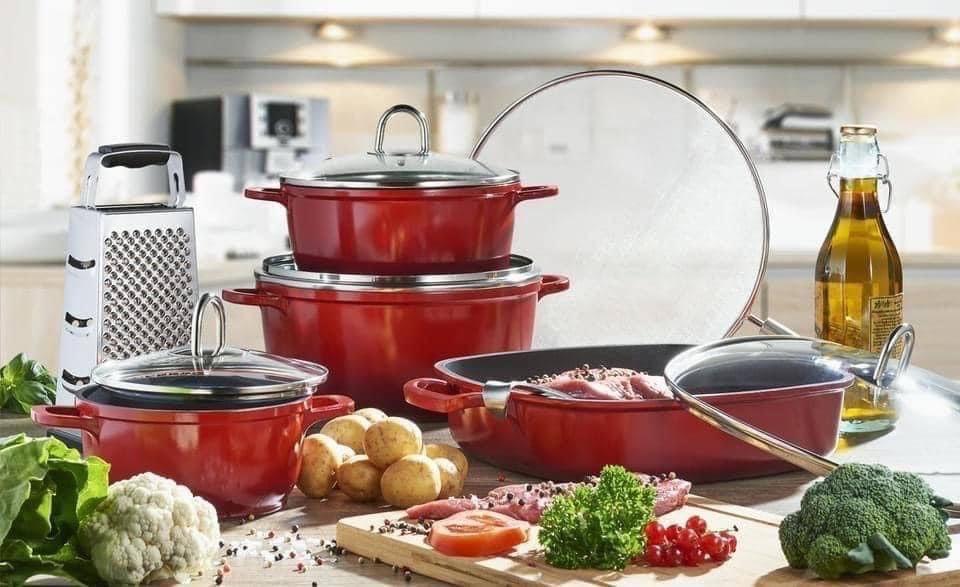 Bộ 4 nồi đúc nguyên khối tráng men gốm  hàng nhập Đức.