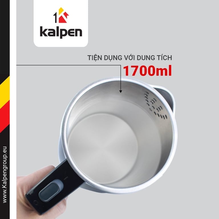 Ấm Đun Nước Siêu Tốc 3 Lớp Kalpen KK33, 1.7L-2200W