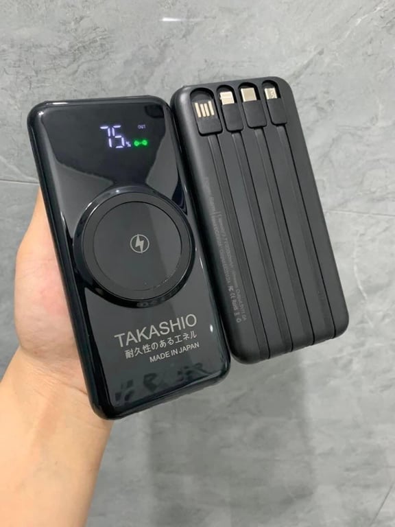 Sạc dự phòng không dây TAKASHIO nội địa Nhật - Made in Japan dung lượng 20.000mAh.