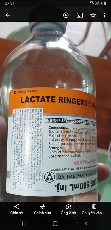 Ringer  kabi chai sành thùng /10 chai