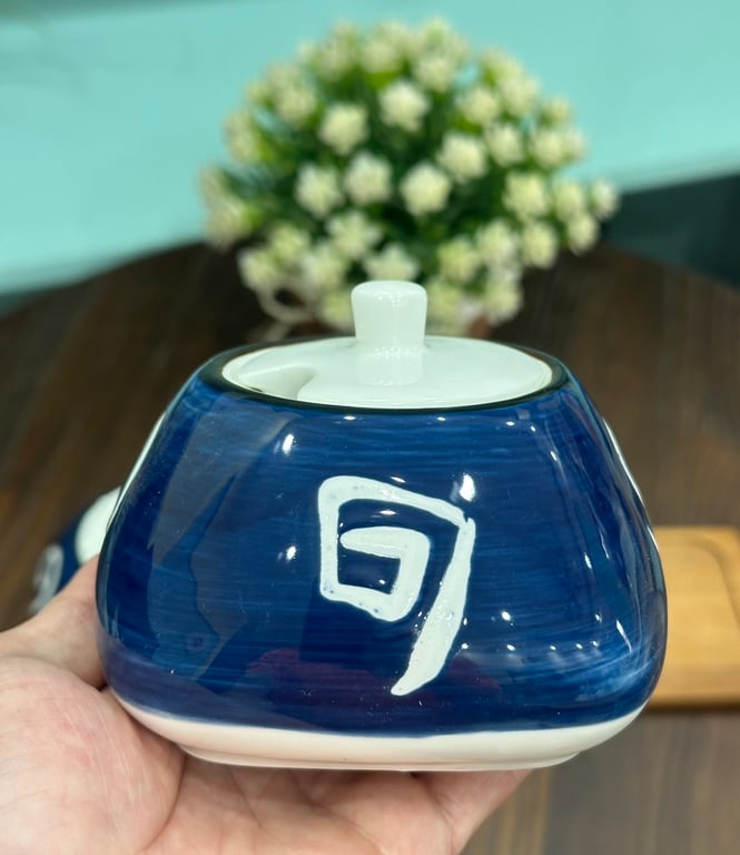 🍯🍯🍯 SET 3 HŨ ĐỰNG GIA VỊ, HŨ ĐỰNG MỠ KÈM KHAY GỖ 330ML