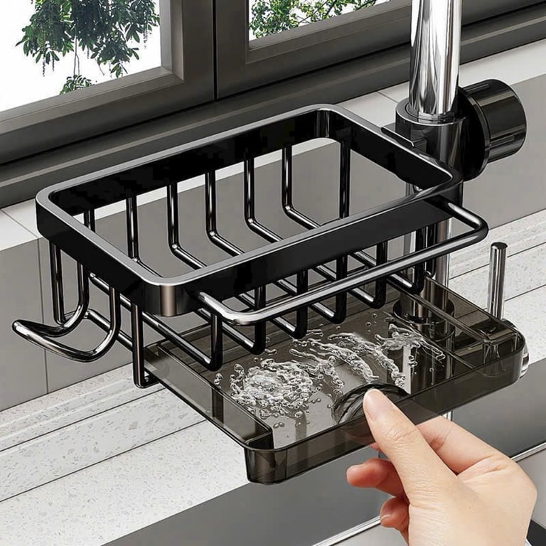 KỆ INOX ĐỰNG GIẺ RỬA BÁT KÈM KHAY HỨNG NƯỚC