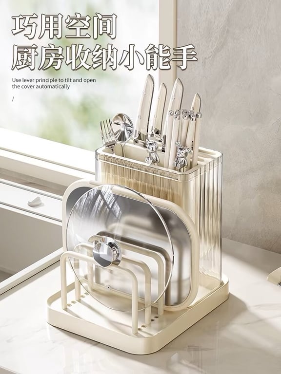 Kệ dao thớt màu kem xinh xỉu