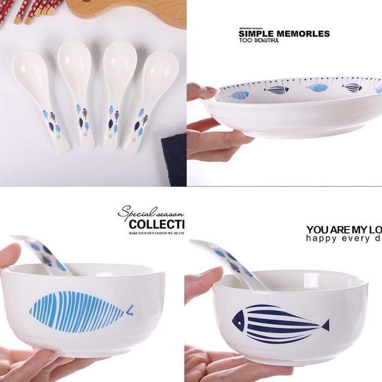 BỘ BÁT ĐĨA HOẠ TIẾT 14 MÓN PHONG CÁCH NHẬT BẢN