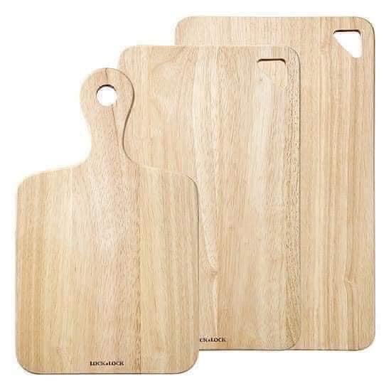 Bộ 3 Thớt Gỗ Cây Cao Su Lock&Lock LWC001S3