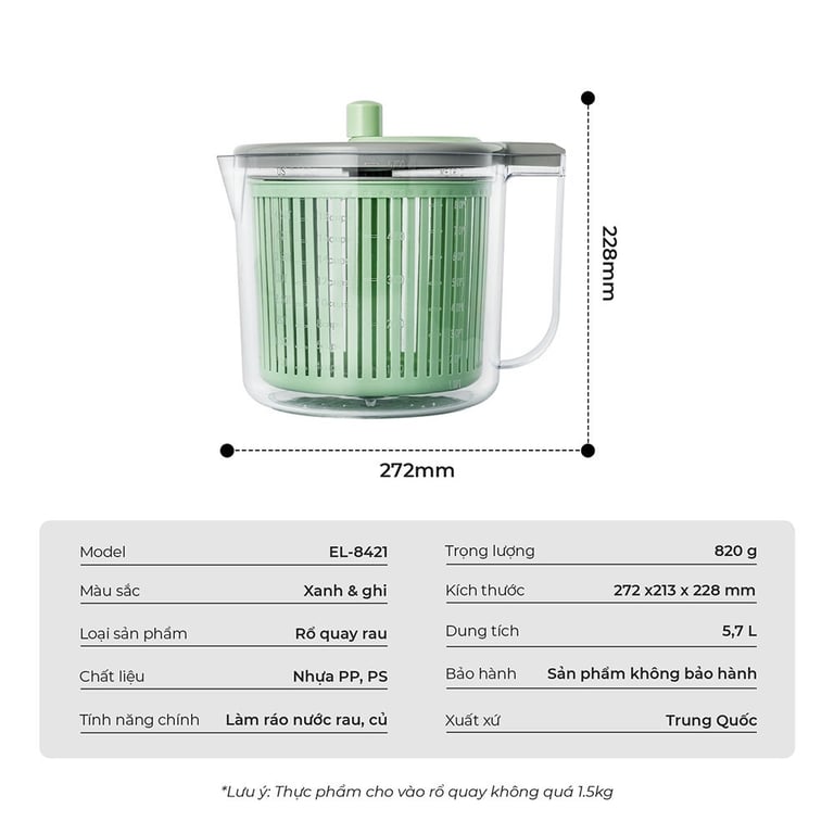 RỔ QUAY RAU ELMICH 5.7L