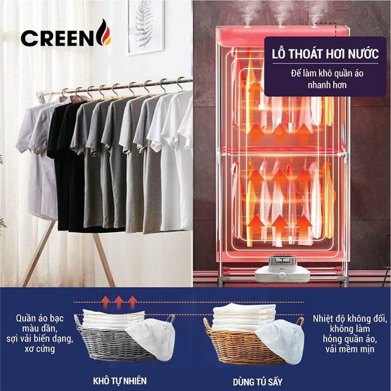 Tủ Sấy Quần Áo Creen CR-TS 160 size to & công suất lớn