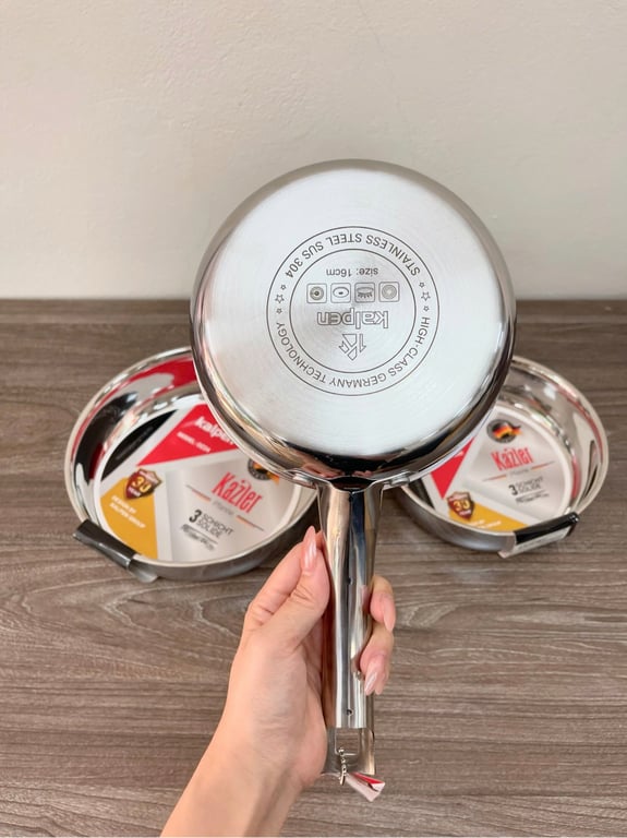 CHẢO INOX 3 LỚP LIỀN KHỐI KALPEN KAZLER 16 20 24CM
