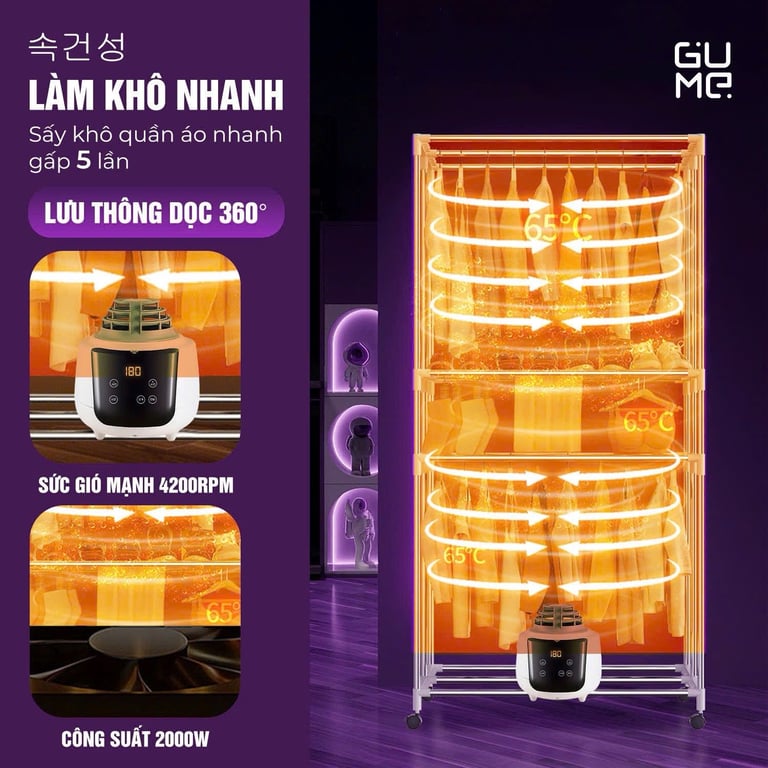 TỦ SẤY QUẦN ÁO GUME GM-8222