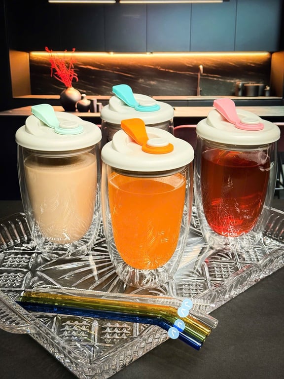 SET 4 CỐC THỦY TINH 2 LỚP CÁCH NHIỆT VIOLA 450ML