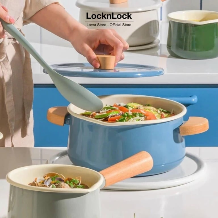 Nồi phủ men sứ suit mellow Locknlock csu2202 -  20cm đáy từ.