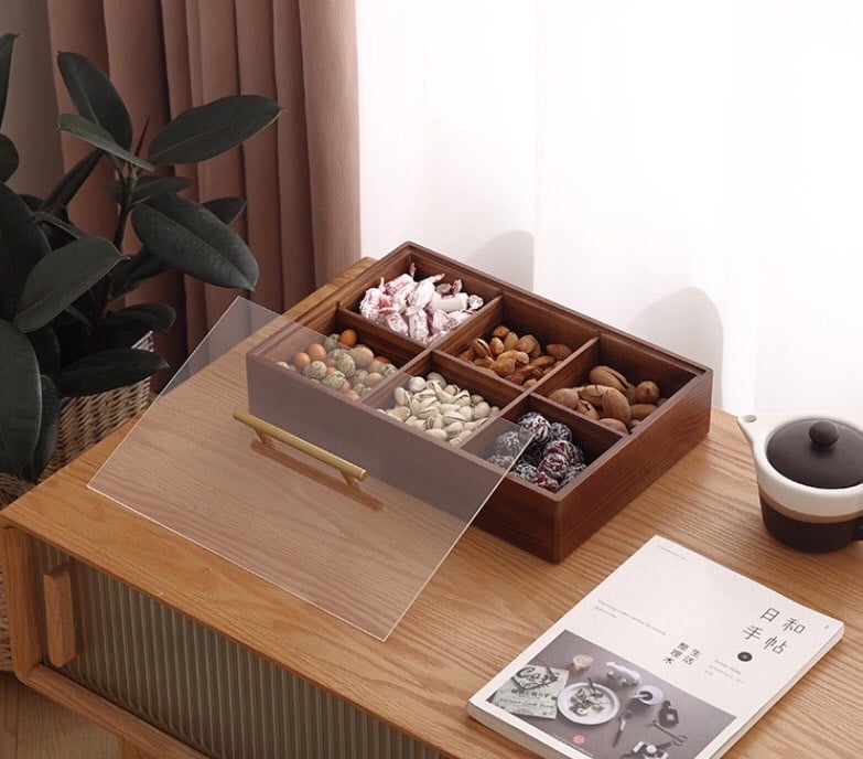 KHAY GỖ 6 NGĂN ĐỰNG BÁNH MỨT CÓ NẮP