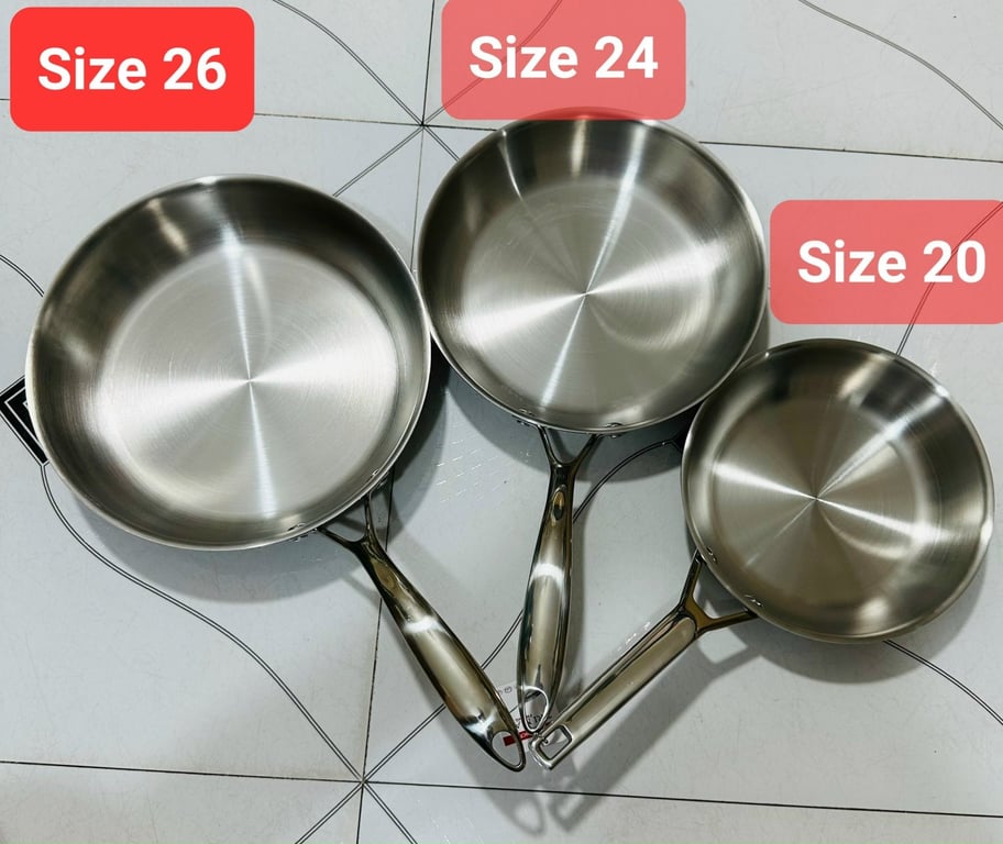 Chảo inox Elmich Trimax đáy liền nguyên khối size 20-24-26