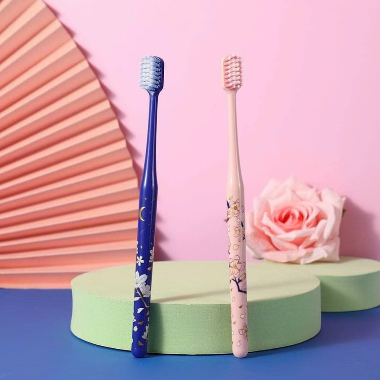 Bộ 2 Bàn Chải Đánh Răng Nano Sợi Silicone Mềm dài 19 cm