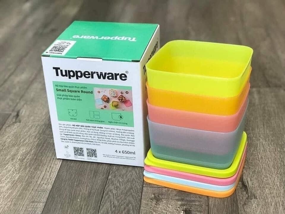 Bộ 4 hộp vuông Tupperware dung tích 650ml